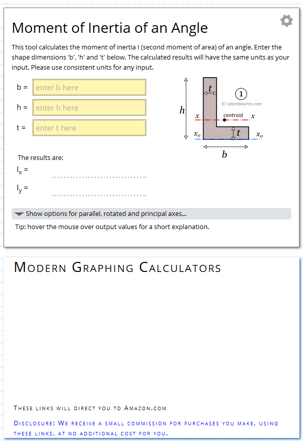 Moment of Inertia of an Angle CALC RESOURCE