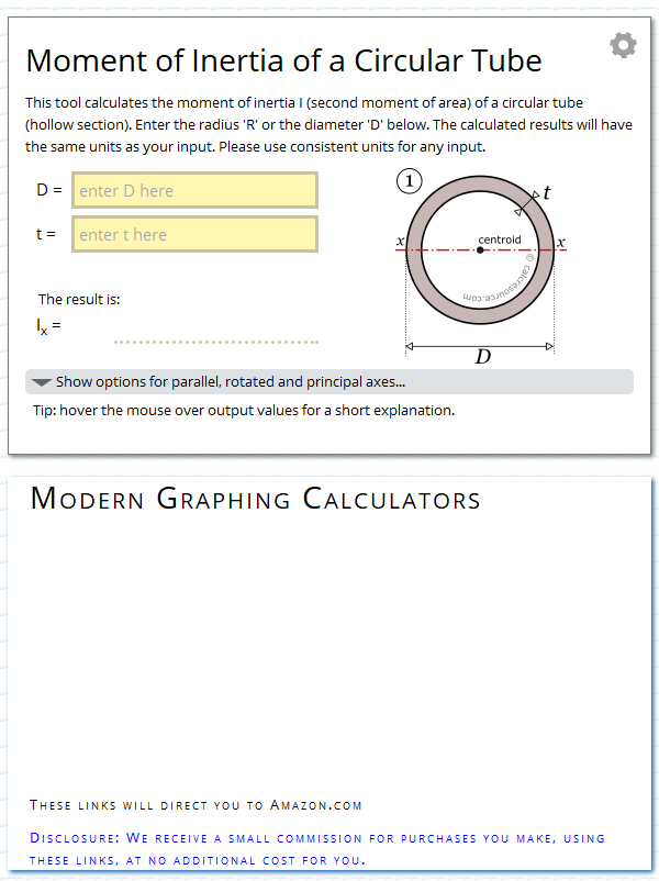moment of inertia equation for a hollow sphere calculator
