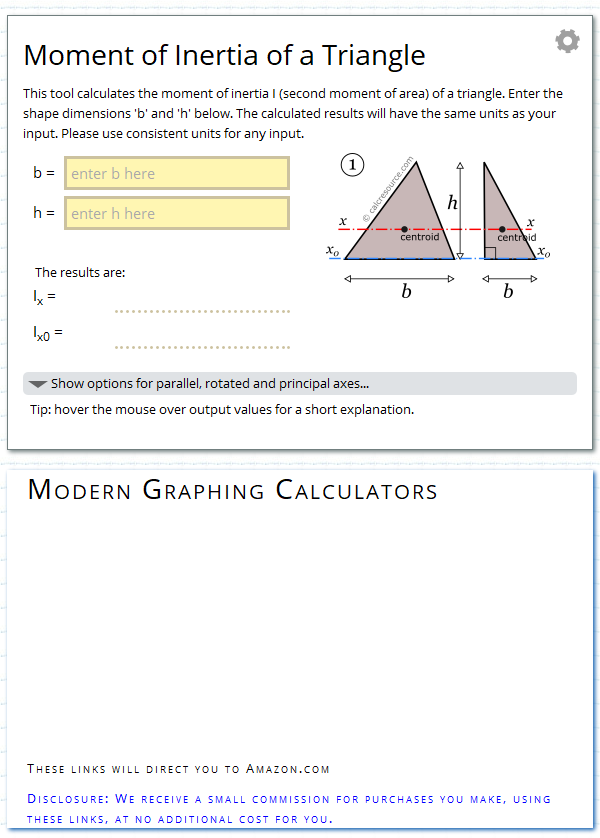 Moment of Inertia of a Triangle CALC RESOURCE